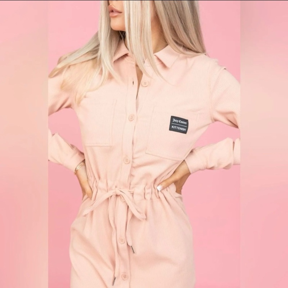 NWT! JUICY COUTURE X KITTENISH serenity BUTTON FRONT DRAW CORD MINI DRESS XS